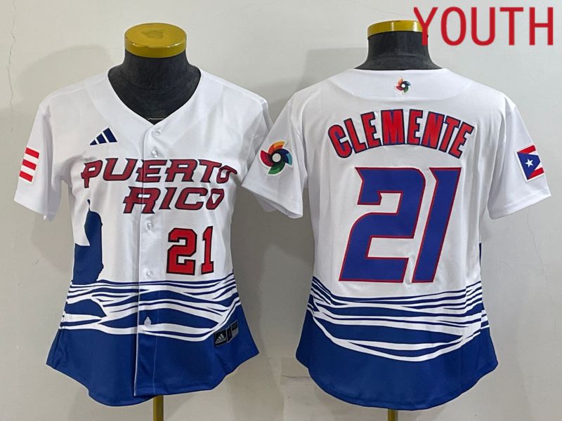 Youth 2023 World Cub Puerto Rico #21 Clemente White MLB Jersey1